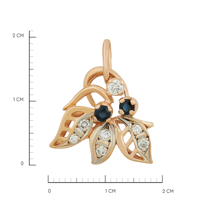 Подвеска из золота 585 пробы c бриллиантами и сапфирами, Л 0616 7739 за 36800