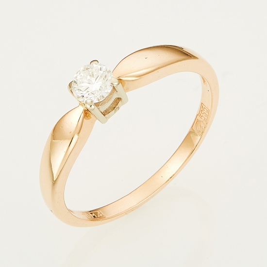 Кольцо из комбинированного золота 585 пробы c 1 бриллиантом, Л75001337 за 19400