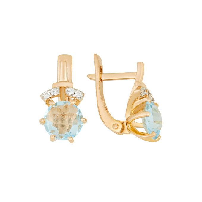 Серьги из золота 585 пробы c топазами и фианитами, Ц О007 2735 за 37900