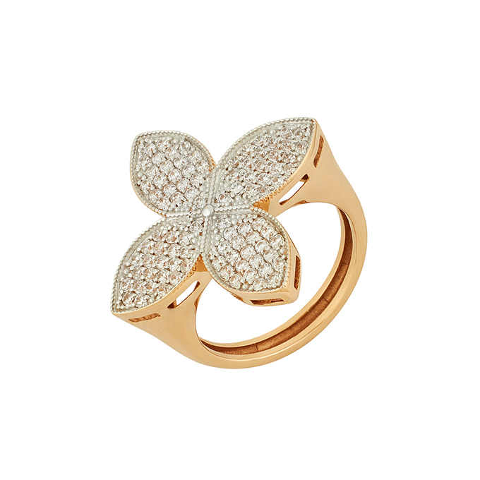 Кольцо из золота 585 пробы c фианитами