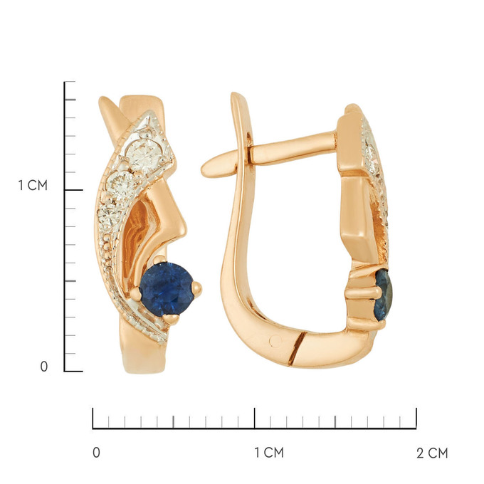 Серьги из золота 585 пробы c сапфирами и бриллиантами, Л 2809 3115 за 45600