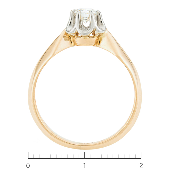 Кольцо из комбинированного золота 583 пробы c 1 бриллиантом, Л20102050 за 51065