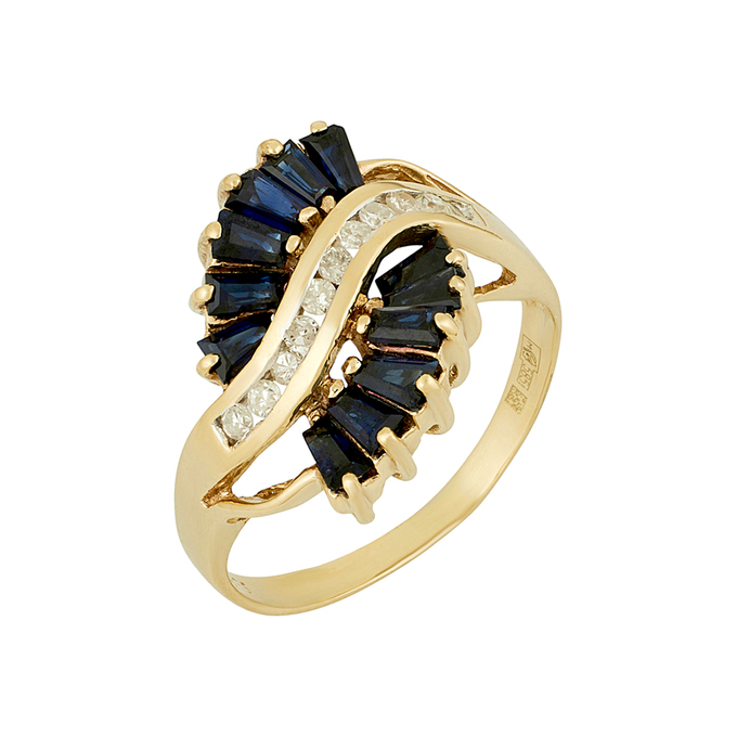 Кольцо из золота 585 пробы c сапфирами и бриллиантами, Л 2415 3883 за 49200