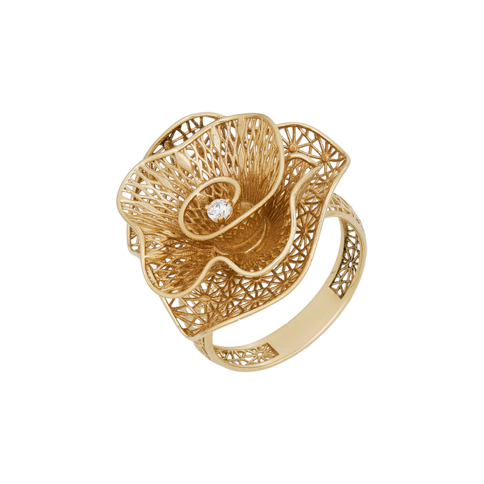 Кольцо из золота 585 пробы c фианитом