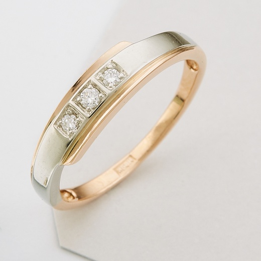Кольцо из комбинированного золота 585 пробы c 3 бриллиантами Л30110917 фото 1