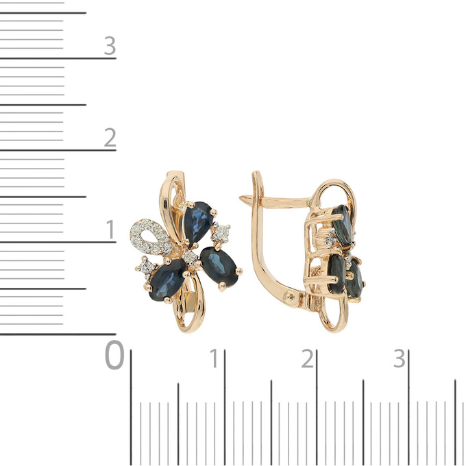 Серьги золото, 585, 3 к.,3,81 гр. (чистый вес 3,81 гр.) со следами износа; 10 Бриллиант Кр57 6/6 вес 0,05 ct, 4 Бриллиант Кр57 6/6 вес 0,04 ct, 8 Брил
