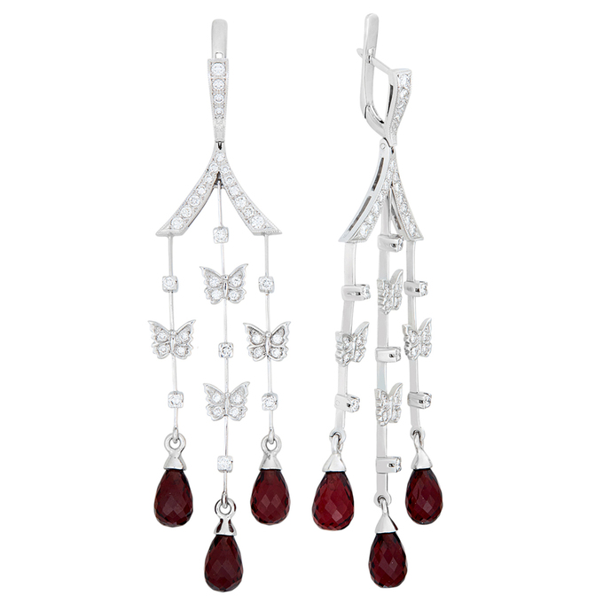 Серьги из золота 585 пробы c гранатами и бриллиантами, К 0000 3613 за 169000