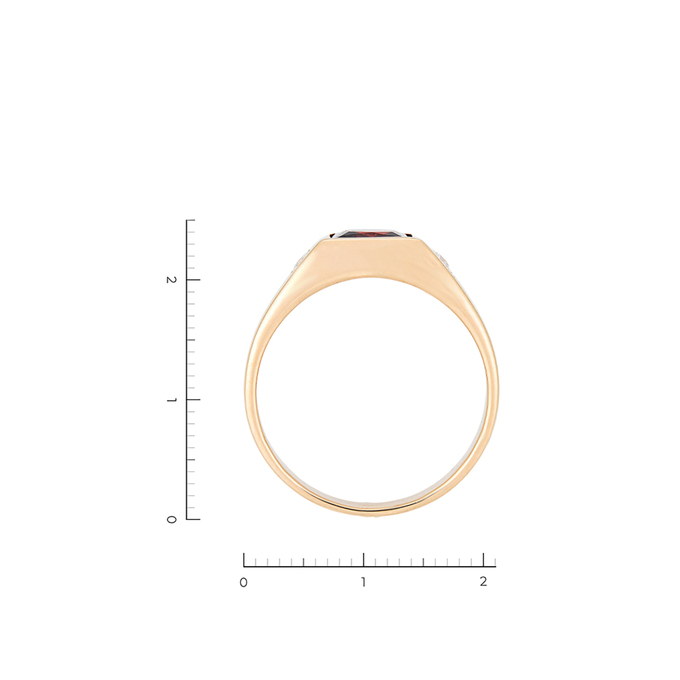 Кольцо из золота 750 пробы c 4 бриллиантами и 1 гранатом, Л 0910 8738 за 138000