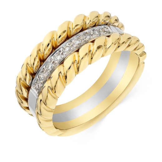 Кольцо из комбинированного золота 750 пробы c 9 бриллиантами Л32011169 фото 1