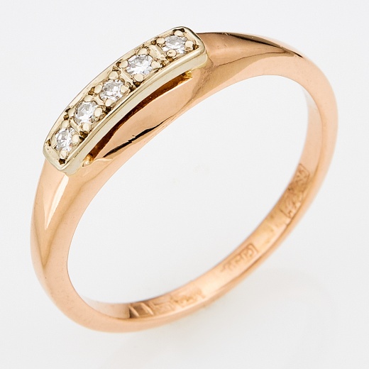 Кольцо из комбинированного золота 585 пробы c 5 бриллиантами Л52062830 фото 1