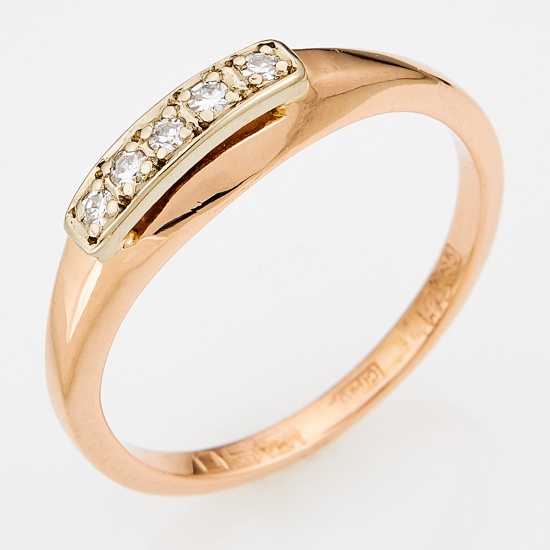 Кольцо из комбинированного золота 585 пробы c 5 бриллиантами, Л52062830 за 11940