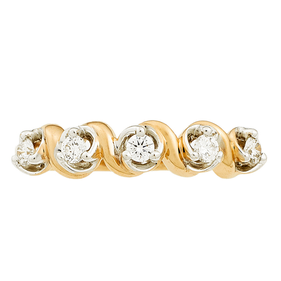 Кольцо из комбинированного золота 585 пробы c 5 бриллиантами, Л28089074 за 14340