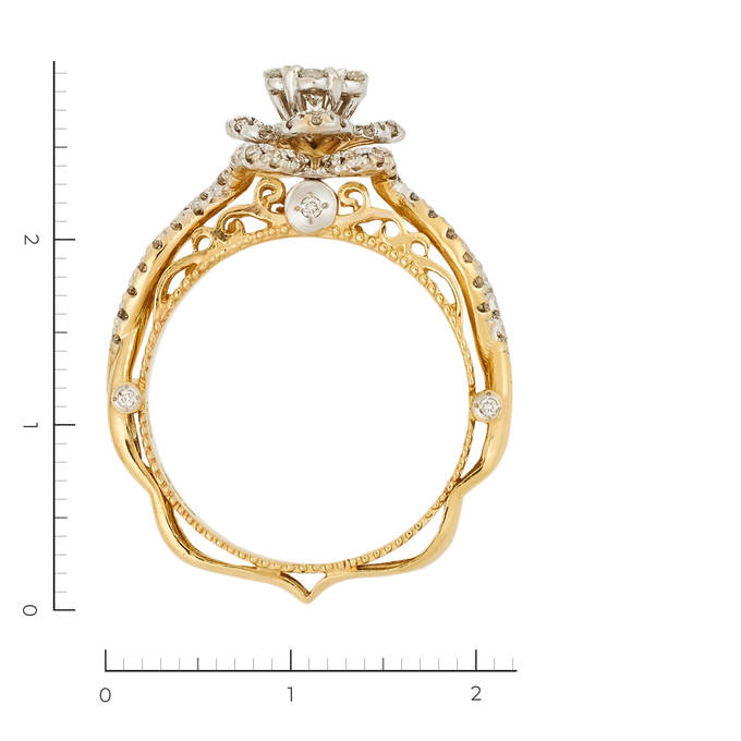Кольцо из комбинированного золота 585 пробы c 81 бриллиантами, Л 4305 4556 за 65200