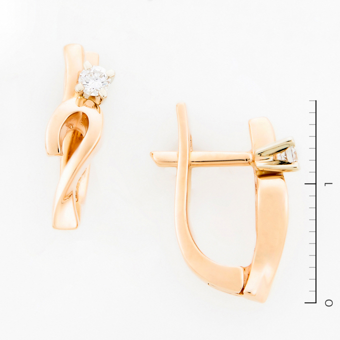 Серьги из золота 585 пробы c 2 бриллиантами