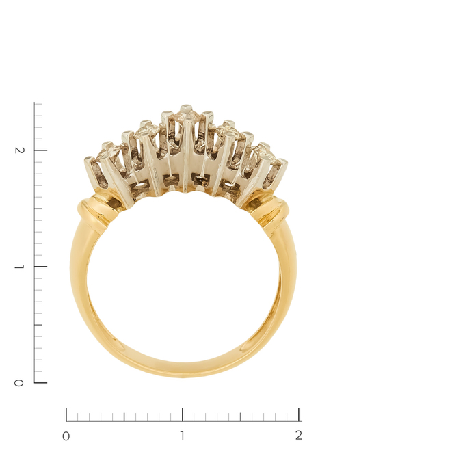 Кольцо из комбинированного золота 585 пробы c 5 бриллиантами