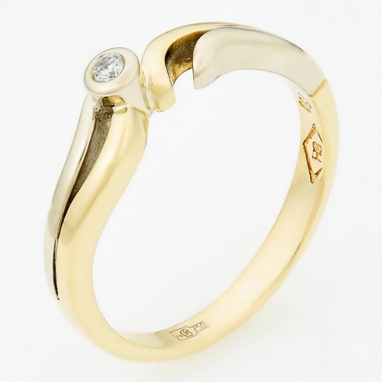Кольцо из комбинированного золота 750 пробы c 1 бриллиантом, Л45063278 за 27 120 ₽