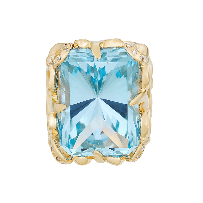 Кольцо из золота 585 пробы c топазом и бриллиантами, Л 2811 5534 за 135000