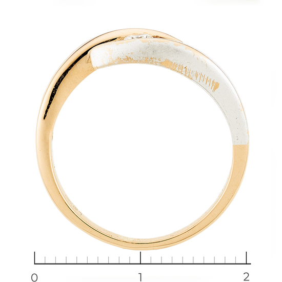 Кольцо из комбинированного золота 585 пробы c 1 бриллиантом, Л43058328 за 9560