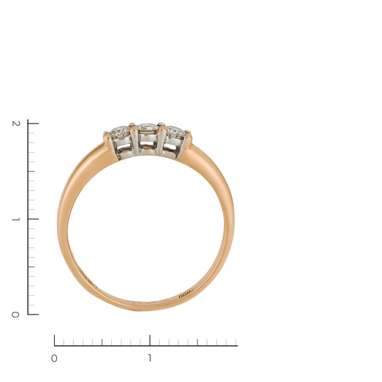 Кольцо из комбинированного золота 585 пробы c 3 бриллиантами, Л05140610 за 24850