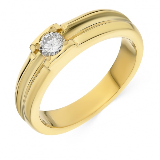 Кольцо из желтого золота 750 пробы c 1 бриллиантом Л05091866 фото 1
