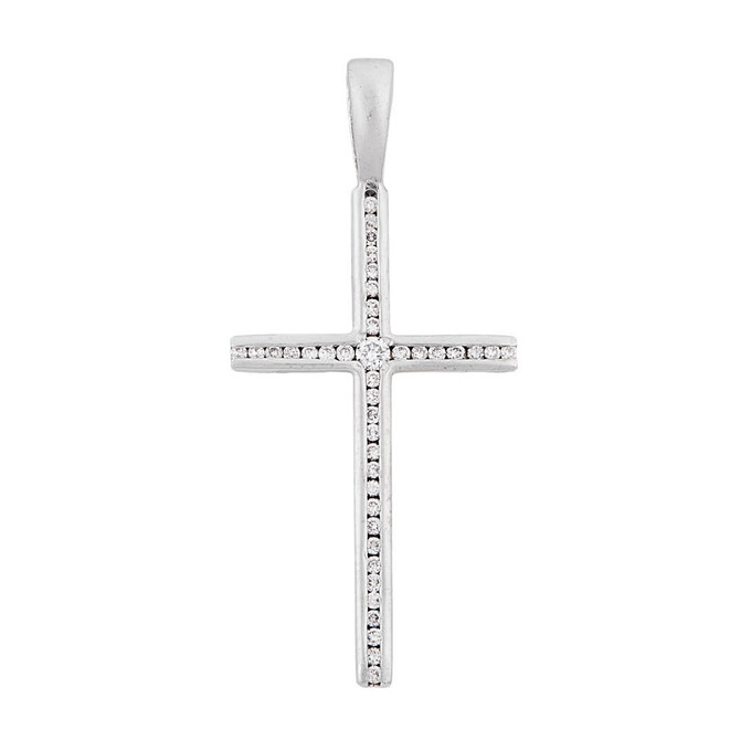 Подвеска-крестик из золота 585 пробы c бриллиантами