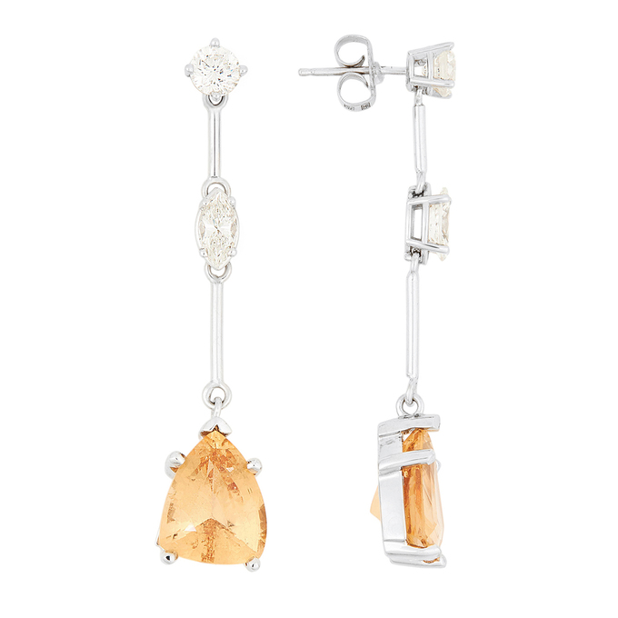 Серьги из золота 585 пробы c бриллиантами и гранатами, Ц О007 0662 за 280000