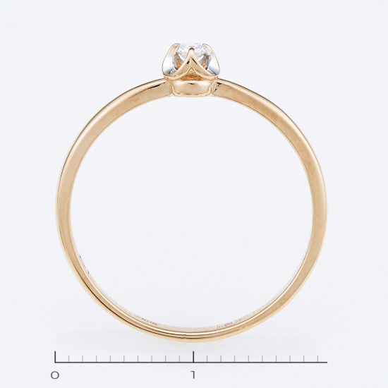 Кольцо из комбинированного золота 585 пробы c 1 бриллиантом, Л24120083 за 6125