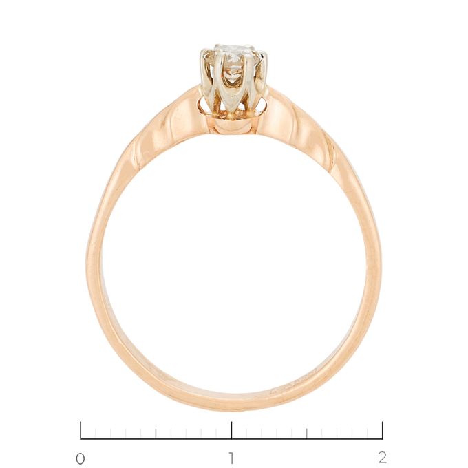 Кольцо из красного золота 585 пробы c 1 бриллиантом, Л 2809 8821 за 24400