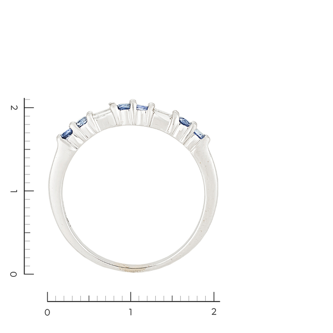 Кольцо из белого золота 750 пробы c 2 бриллиантами и 6 дифф. сапфирами, Л 3307 9922 за 35600