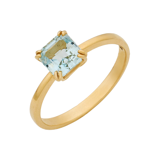 Кольцо из золота 585 пробы c аквамарином