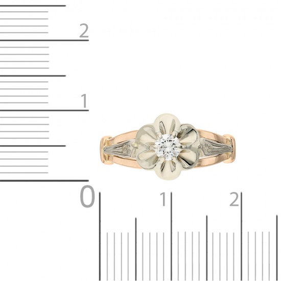 Кольцо из комбинированного золота 585 пробы c 1 бриллиантом, Л18079719 за 25560