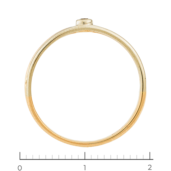 Кольцо из комбинированного золота 585 пробы c 1 фианитом, Л60020234 за 7400