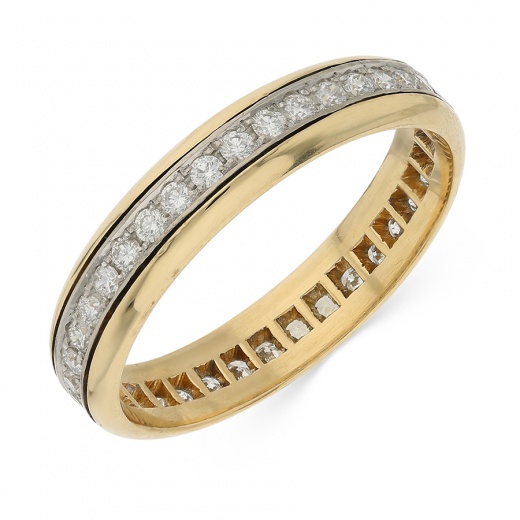 Кольцо обручальное из комбинированного золота 750 пробы c 37 бриллиантами