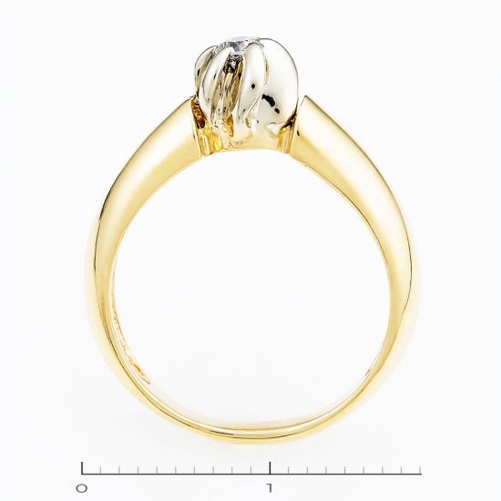 Кольцо из комбинированного золота 750 пробы c 1 бриллиантом, Л23146411 за 17115