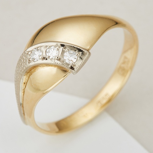 Кольцо из комбинированного золота 750 пробы c 3 бриллиантами Л33071437 фото 1