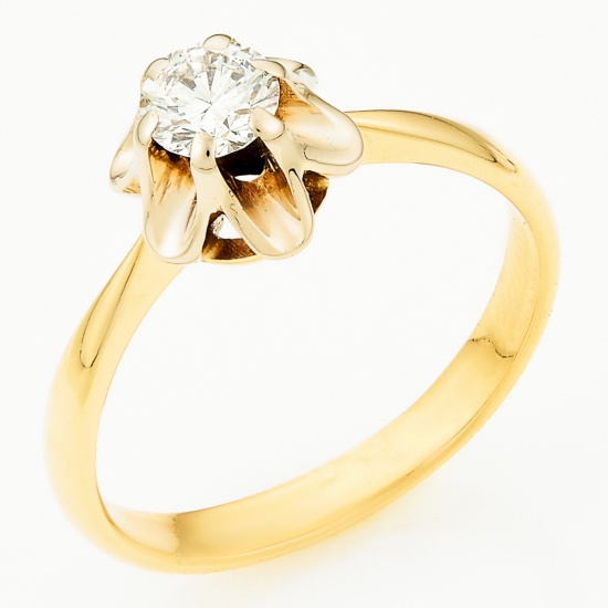 Кольцо из комбинированного золота 750 пробы c 1 бриллиантом, Л46081179 за 59950