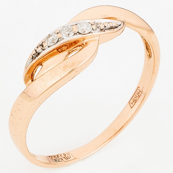 Кольцо из комбинированного золота 585 пробы c 3 бриллиантами, Л62013879 за 6500