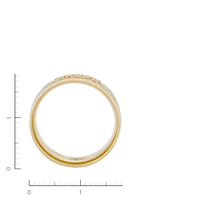 Кольцо из комбинированного золота 585 пробы c 5 бриллиантами, Л 6101 6604 за 32000