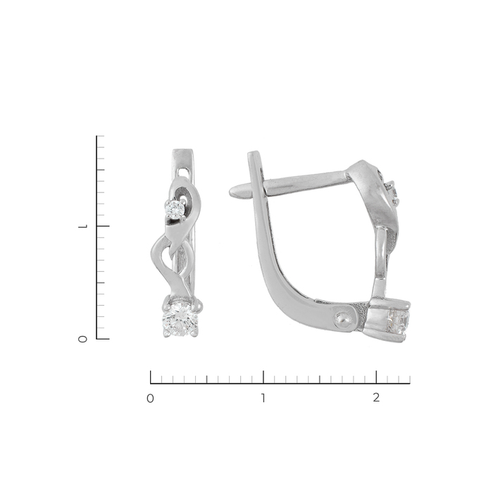 Серьги из белого золота 585 пробы c 4 бриллиантами, Л 2809 4255 за 35350