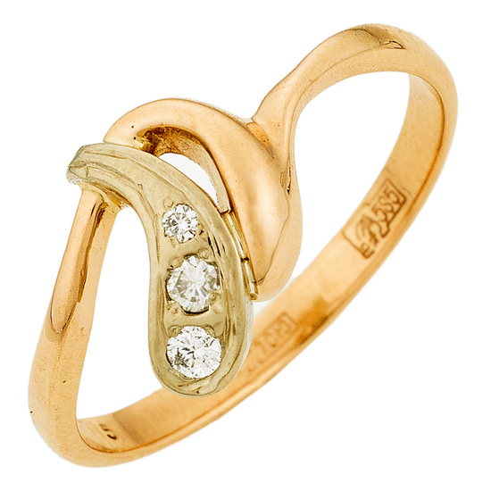 Кольцо из комбинированного золота 585 пробы c 3 бриллиантами, Л66019991 за 12540