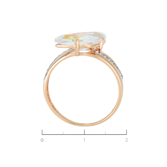 Кольцо из золота 585 пробы c 1 камнем синтетическим и 14 фианитами, Л 1208 2331 за 21360