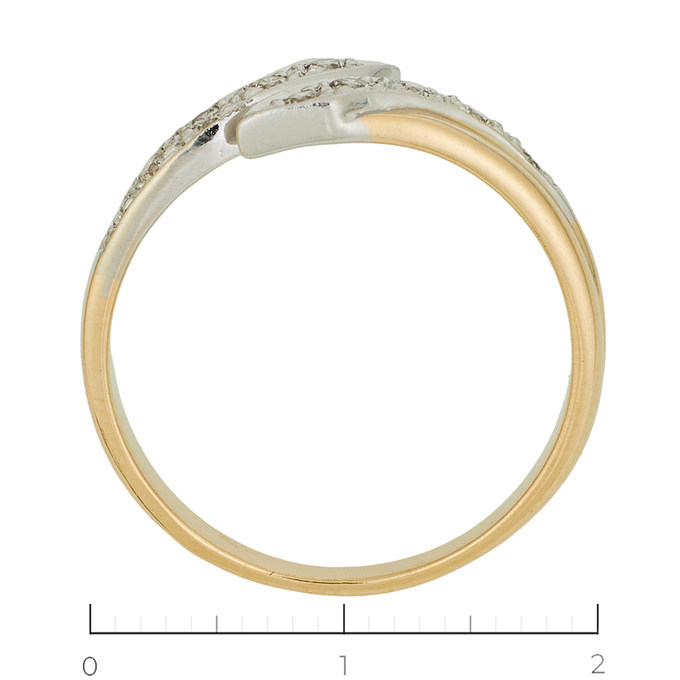 Кольцо из комбинированного золота 585 пробы c 10 бриллиантами, Л 3705 9742 за 26250
