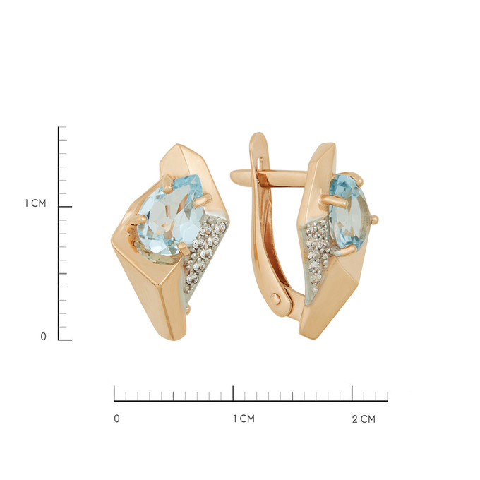 Серьги из золота 585 пробы c топазами и фианитами, Ц О007 1001 за 30000