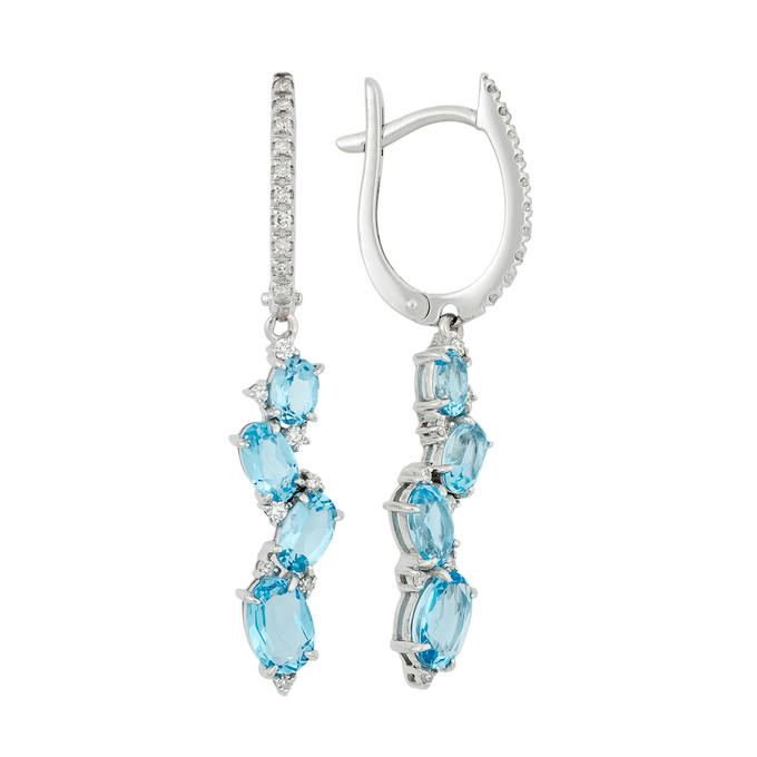 Серьги из золота 585 пробы с топазами и бриллиантами, Ц О007 5281 за 39500
