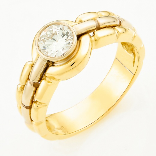 Кольцо из комбинированного золота 750 пробы c 1 бриллиантом Л28082022 фото 1