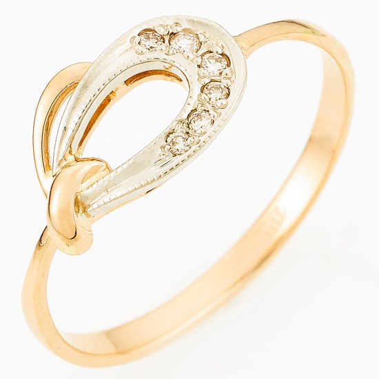Кольцо из комбинированного золота 585 пробы c 6 бриллиантами, Л75013110 за 17200