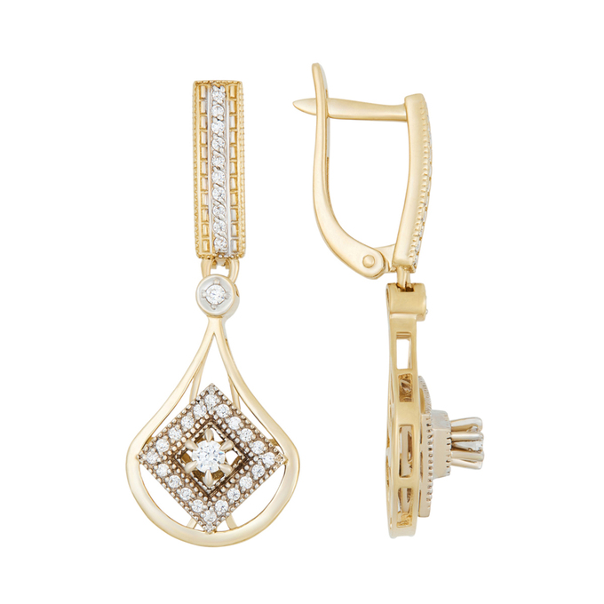 Серьги из золота 585 пробы c фианитами