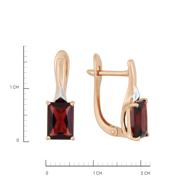 Серьги из золота 585 пробы c гранатами, Л 3910 6593 за 20480