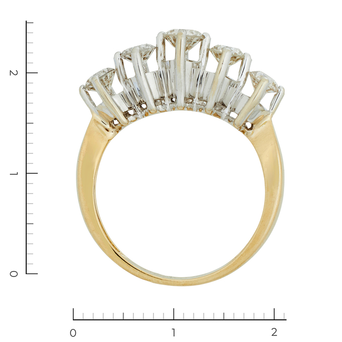 Кольцо из золота 750 пробы c 5 бриллиантами
