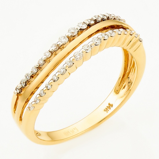 Кольцо из желтого золота 585 пробы c 34 бриллиантами, Л28081742 за 27000